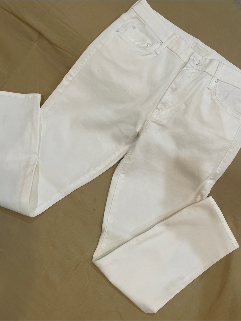 MOTHER The Looker Crop Glass Slipper White Jeans Sz 29”